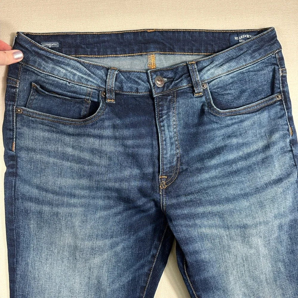 Buffalo Slim Ash Jeans Mens 34x32 Blue Excellent Stretch Denim Medium Wash